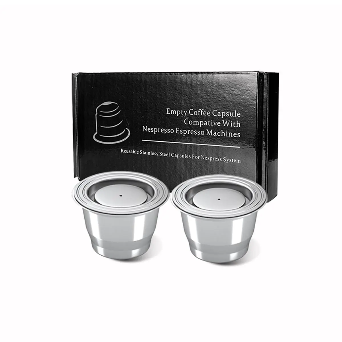 Stainless Steel Refillable Coffee Capsule for Nespresso (1/2/3/4 Counts/set), Reusable Coffee Pod, Coffee Tamper, Coffee Making Tool, Reusable Filter, Kitchen