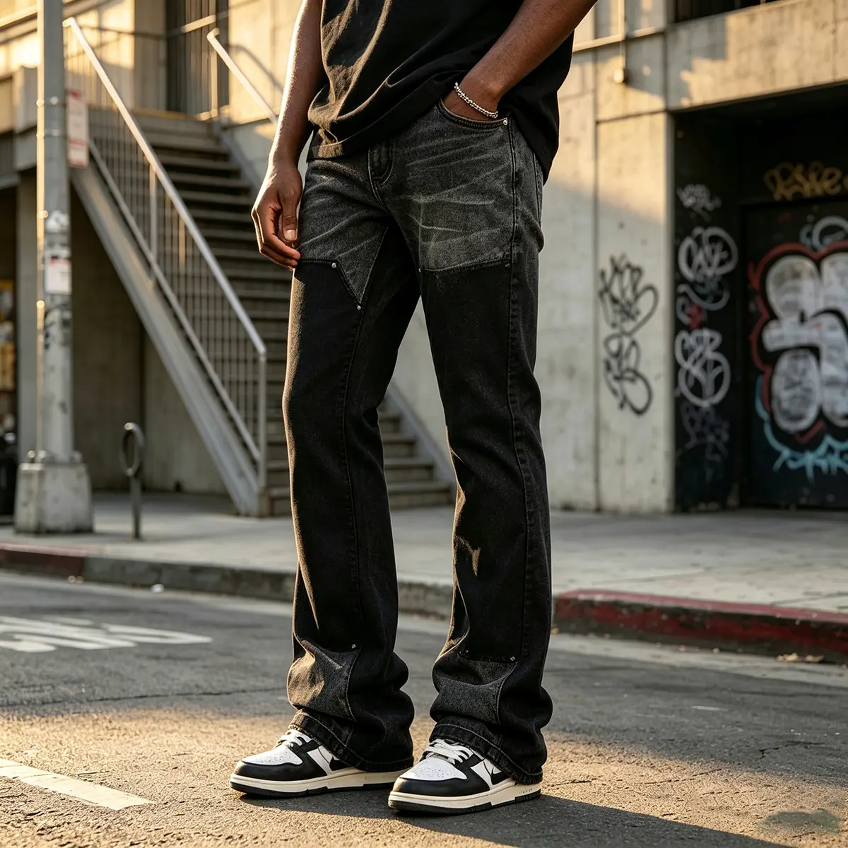 GINGTTO Men's Stacked Flared Jeans Stretch Bootcut Denim Pants with Stacked Leg Casual Streetwear Y2K Jeans