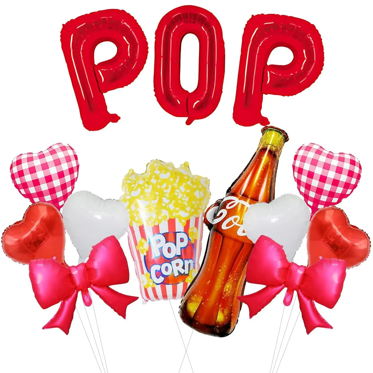 Shes Ready To Pop Baby Shower Decorations, Ready To Pop Balloons | Retro Soda Popcorn Baby Shower Decor, Red Balloons, Popcorn Balloons