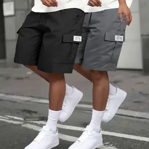 2PCS Men's Cargo Shorts - Casual Loose Fit, Straight Leg, Non-Stretch Solid Color with Multi-Pockets, Perfect for Sports and Outdoor Activities. Menswear streetwear outfits