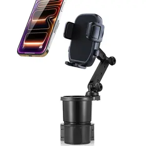 2026 Upgraded 3 in 1 Car Cup Holder Expander,Adjustable Base Long Arm Cup Holder Cradle, Folding Support Legs,Cup Phone Holder, Compatible with iPhone 17/16 / 15/14 / 13/12 Series, Secure Fit for Car or SUV