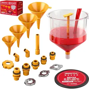 No Spill Coolant Funnel Kit - 19- Spill-Free Radiator Funnel Set, Spill Proof Radiator Bleeder Kit, Coolant Filling, Radiator Filler, Extra Funnels and Adapters for Universal
