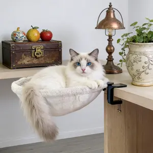 Desktop Cat Hammock, modern cat furniture, indoor cat bed, pet supplies, durable desk bed suitable for remote workers, gamers, and office staff, freeing hands during work, weight capacity up to 45 lbs.