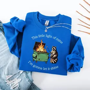 Funny Parody Sweatshirt_ Dumpster Fire Raccoon Sweater, Mental Health Tee, This Little Light of Mine Shirt, Trendy Tee - TikTok Shop