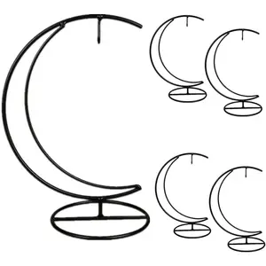 Ornament Display Stand, Moon Shaped Iron Hanging Stand Rack Holder for Home Wedding Decoration, Hanging Glass Globe and Witch Ball (Without Glass Bottle)