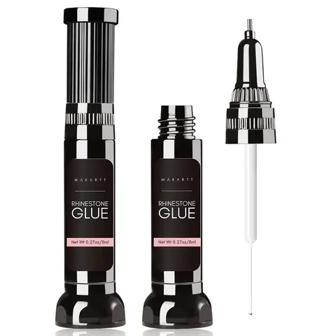 Makartt Odorless Environment-Friendly Vegan & Cruel-Free Natural Resin Gel Nail Glue (16ml Total, 8ml*2, Brush + Pen Tips) - Super Strong Hold, LED Light Cured, Nail Tech Tools for Rhinestones & Beads, 3D Decor - Beauty & Personal Care Accessory