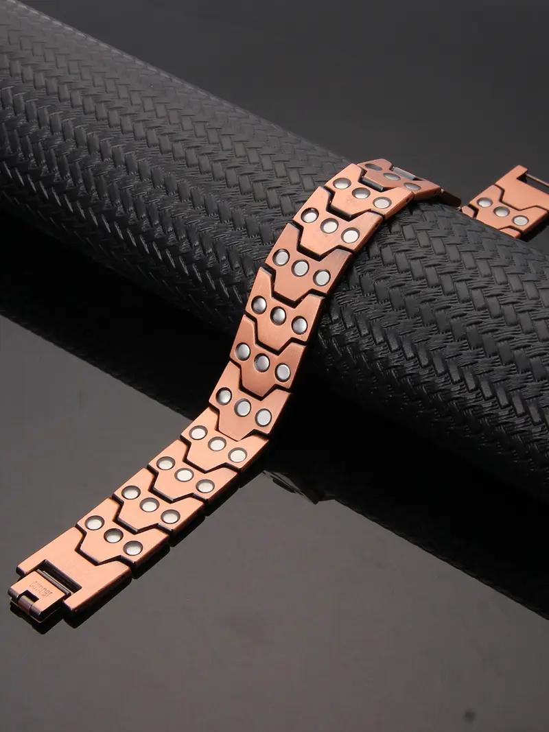 Men's pure copper magnet bracelet, retro red copper health bracelet, with strength increased by 3 times, equipped with a powerful 3800 gauss magnet. It is a copper bracelet suitable for daily wear, an excellent choice for men's jewelry gifts!