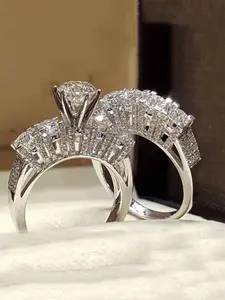 Elegant Artificial Zircon Decorated Ring, Beautiful Rings, Cubic Zirconia Ring, Fashion Accessories for Women, Trendy All-match & Exquisite Jewelry for Birthday Gift