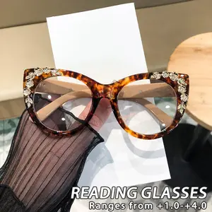 Women's Plastic Cat Eye Reading Glasses, Tortoiseshell Glasses, High-End Elegant Luxury Classic Vintage Casual Fashion Old Readers, Stylish Eyewear