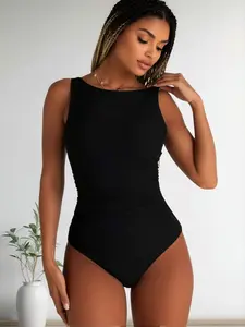 2026 Summer High-End One-Piece Bodysuit, Seamless Naked Feel Triangle Jumpsuit with Built-In Bra Pads