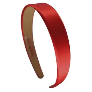 Red Satin Arch Headband with No-Slip Lining, 1 Inch Width