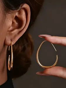 Elegant Oval Teardrop Earrings for Women, Unique and Beautiful Hoop Ear Cuffs, New Trendy Studs, High-End Fashion Jewelry Accessories