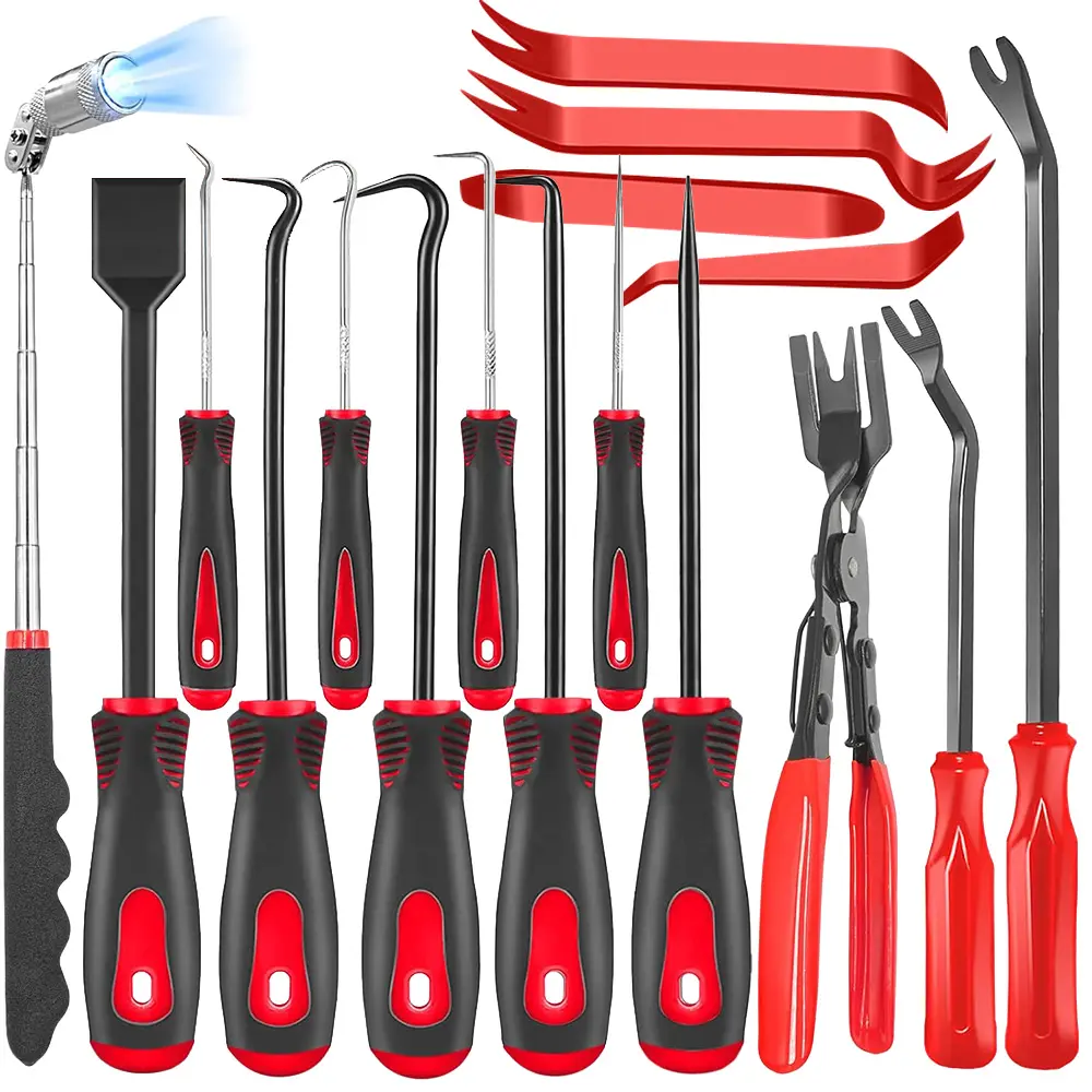 17PCS Auto Trim Removal Tool Kit, Car Door Panel Upholstery Clip Remover Tool Set for Automotive Interior Repair and Installation