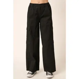 Mittoshop Low Rise Elastic Cover Waistband Cargo Pants jean for