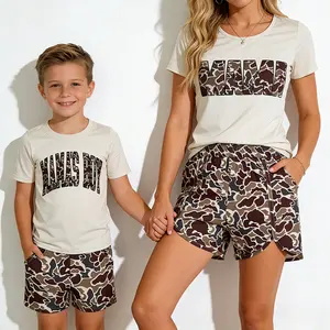 Mama and Son Matching Outfits, Camouflage Family Sets, MAMA MANAS BOY Casual Short Sleeve Shirts & Shorts for Mom & Boy