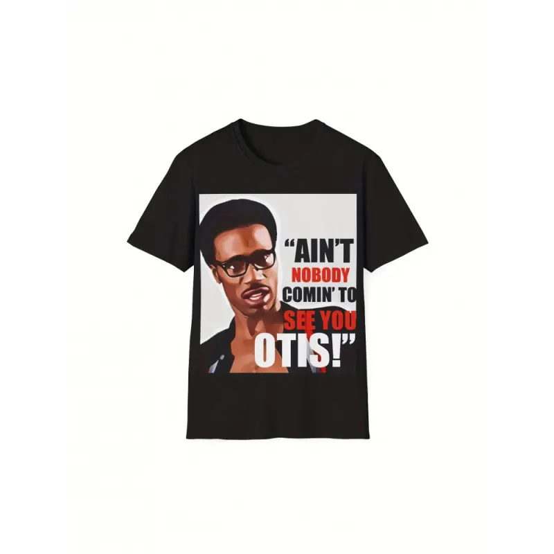 Men's "Otis" Funny Print T-Shirt, Casual Short Sleeve Cotton Crewneck, Regular Fit 220g Heavyweight Basic Top for Valentine's Day, Shortsleeve, Streetwear, Classic, Menswear, Round Neck, Casual Fit, Basics, Childrens Day, All Seasons