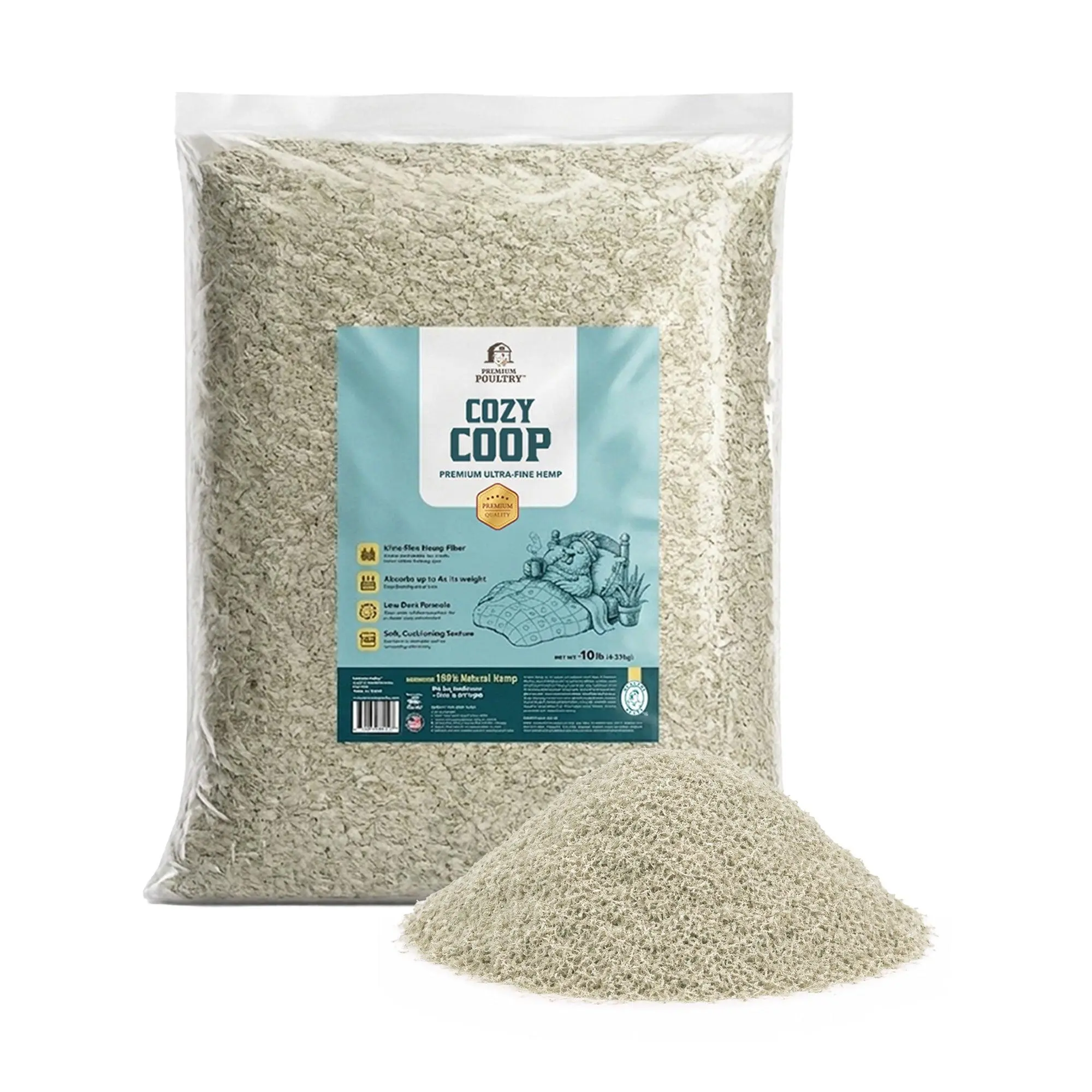 Premium Poultry 10 Lb Bag Hemp Cozy Coop Siftable Chicken Bedding for Coops Premium Poultry 10 Lb Bag Hemp Cozy Coop Siftable Chicken Bedding for Coops