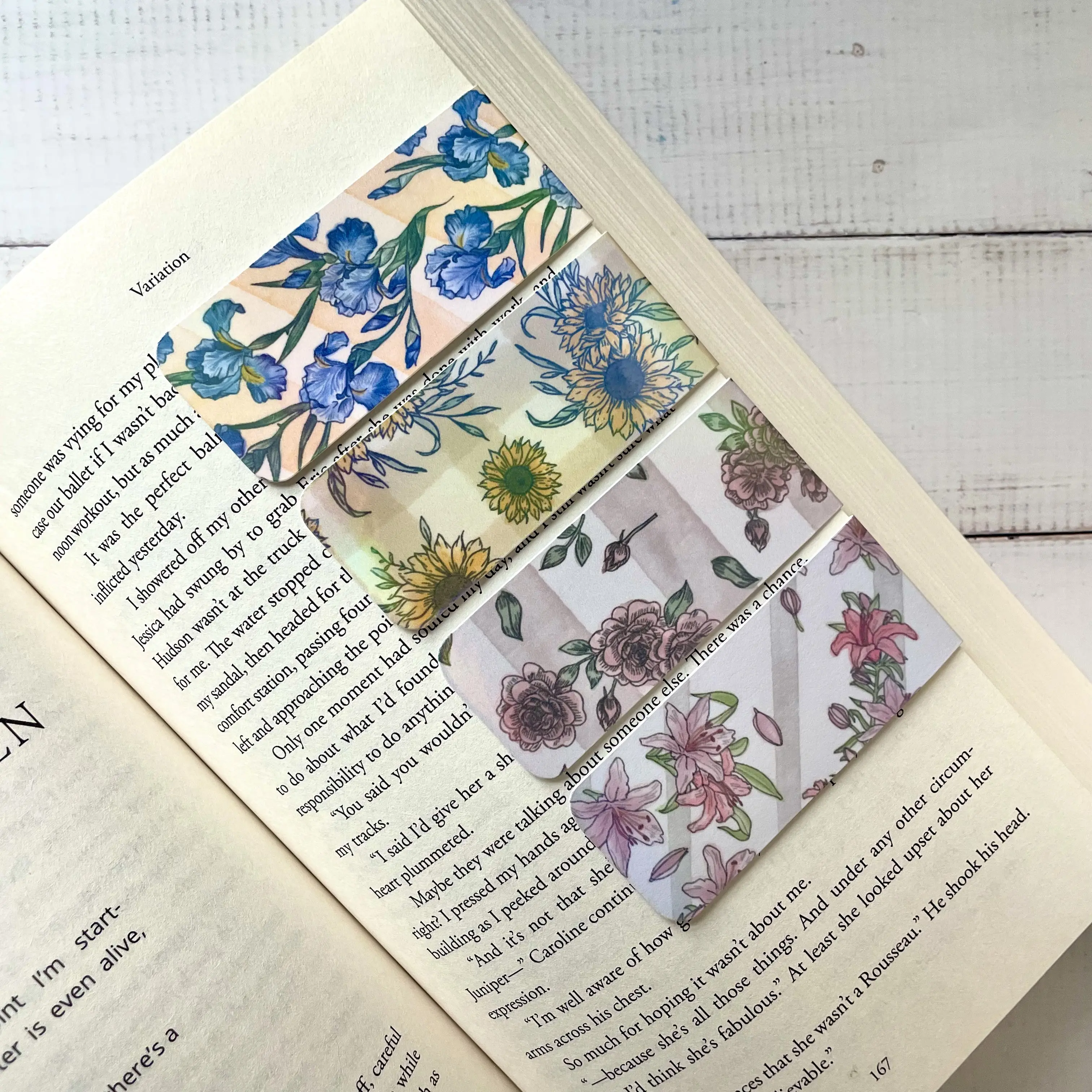 Not Your Grandma's Florals Magnetic Bookmarks | Iris | Sunflower | Rose | Lily