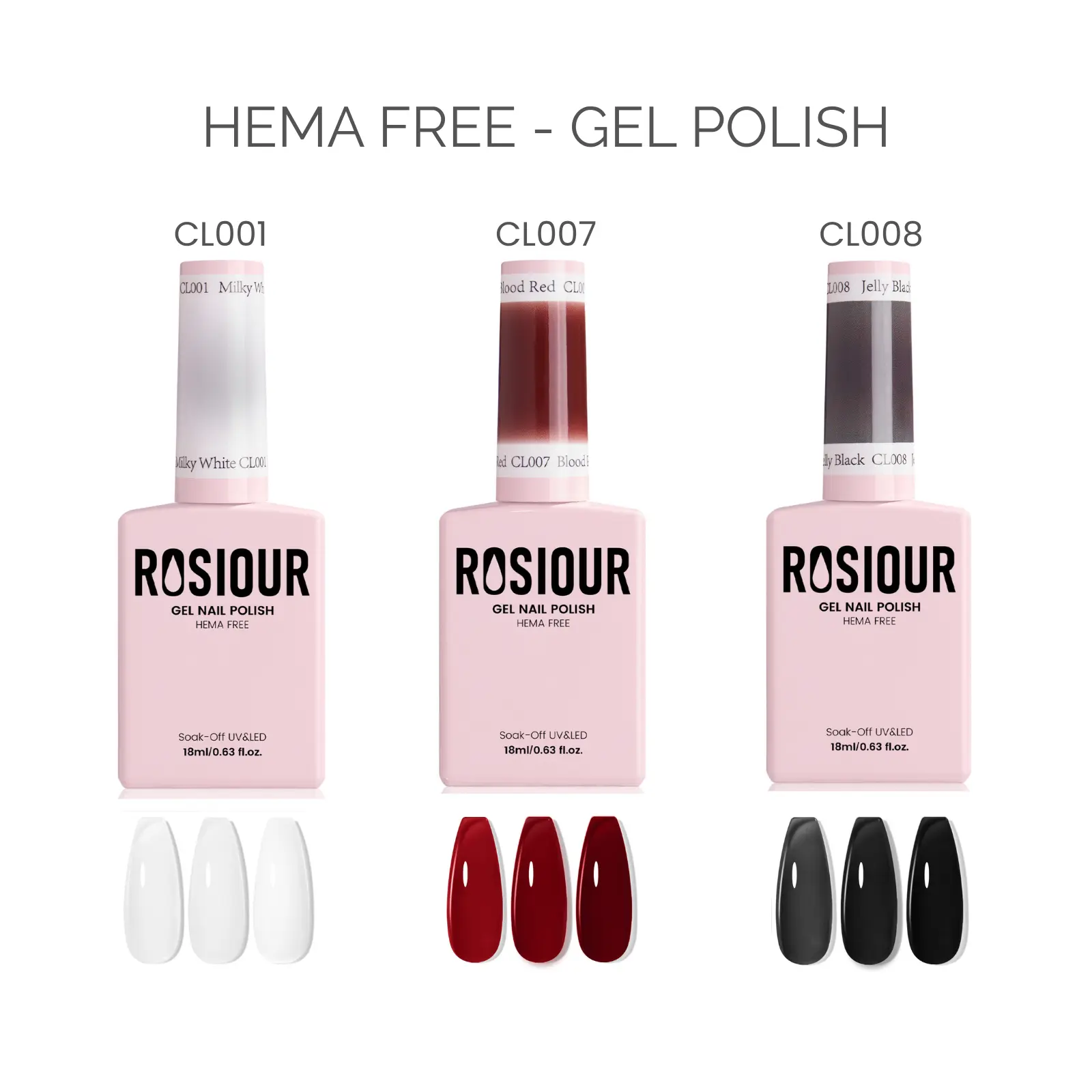 ROSIOUR Jelly Gel Polish | 18ml Each | HEMA-Free | Classic Collection | Nail Art & DIY Manicures, Home & Salon Use