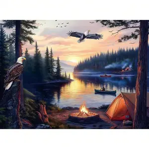 F&F Christmas Jigsaw Puzzle Peaceful Lake Sunset With Eagles Puzzles Christmas Puzzles For Adults 1000 Pieces Christmas Puzzles Christmas Jigsaw Puzzles 500 Piece Puzzles For Adults Christmas Puzzle Game Thick & Sturdy Pieces Challenging Activity