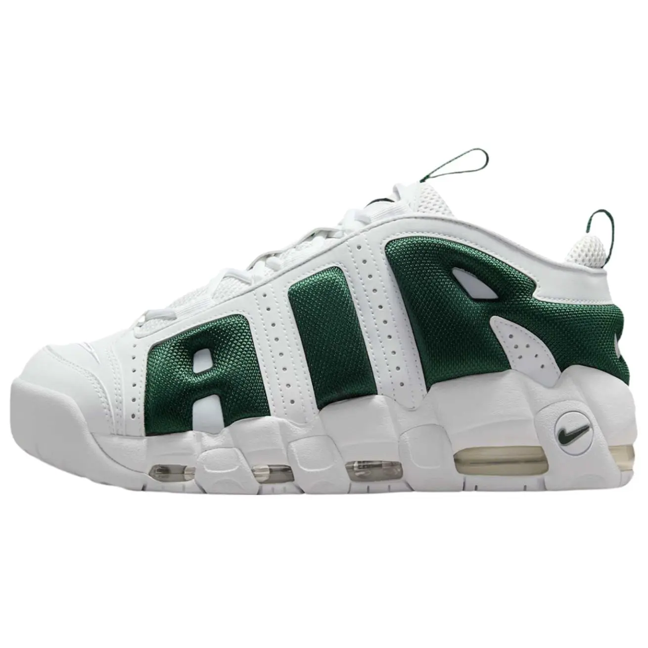 Nike Air More Uptempo Anti Slip Wear Resistant Low Top Vintage Basketball Shoes Unisex White Green Retro Durable FZ3055-102