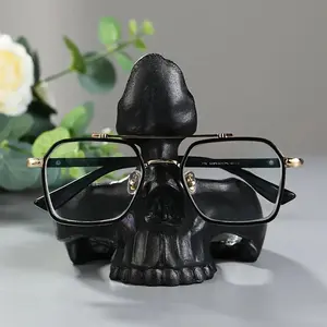Skull Design Glasses Holder, Creative Desktop Ornament, Sculpture Desk Decor, Decorative Ornament for Home Living Room Bedroom, Home Decor, Gift for Friend
