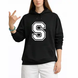 Letter S Initial Hoodie – Varsity Alphabet Long Sleeve Sweatshirt