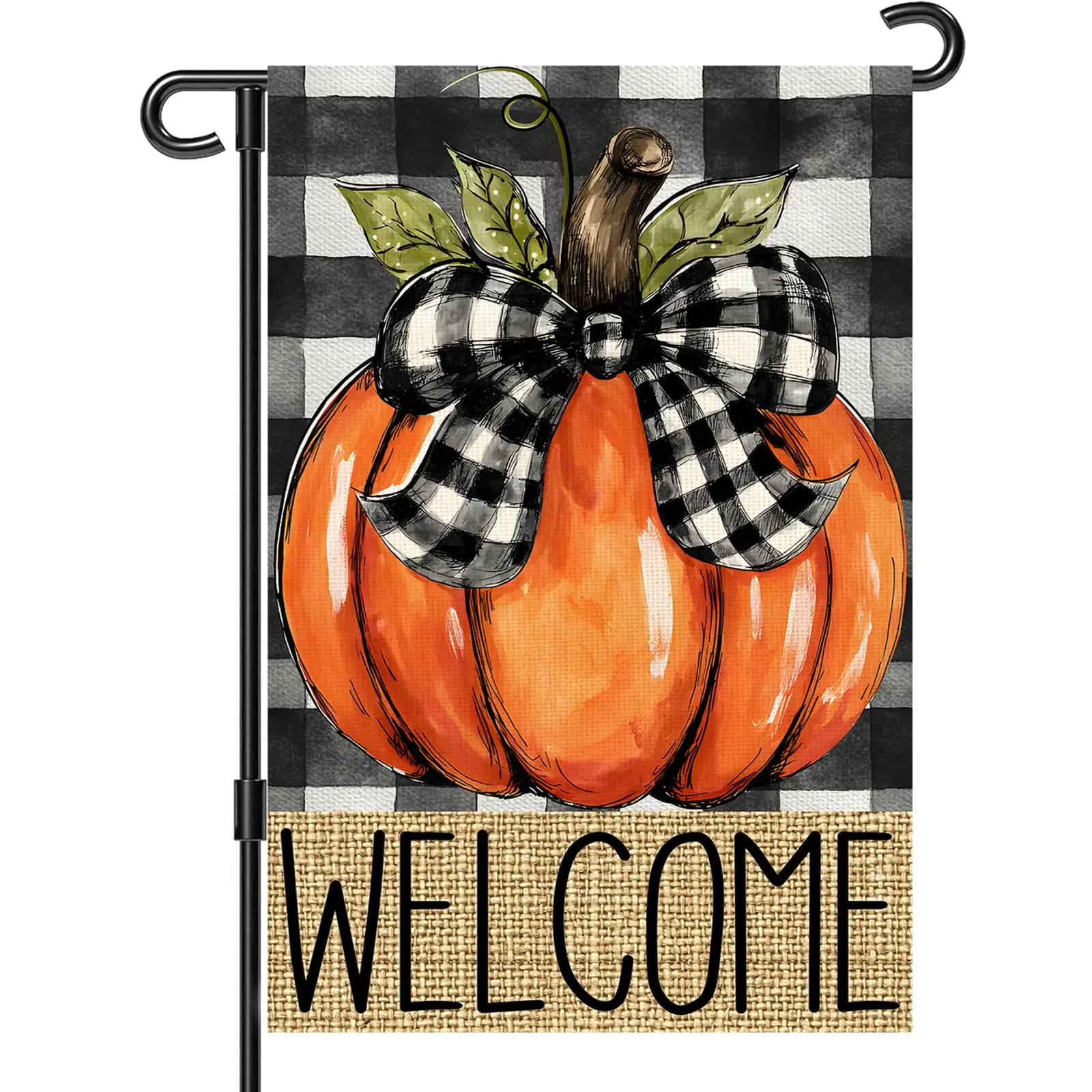12x18 in Double-Sided Fall Garden Flag, Outdoor Yard Decoration, Welcome Pumpkin Banner for Thanksgiving Autumn Home & Festive Supplies