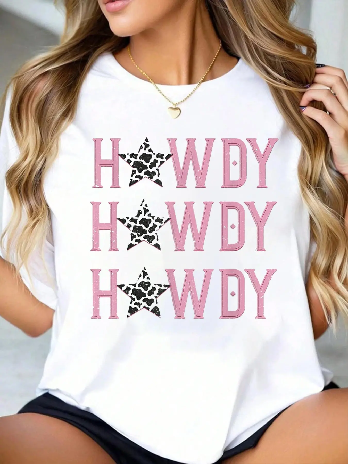 100% Cotton T shirts Vintage Cowgirl White Howdy Rodeo Country Western Southern T-Shirt Breathable & Comfort Fit Tee Women,Short Sleeve Crew Neck Top for All Seasons,Graphic Tees Women Tops
