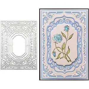 Lace Rectangle Frame Metal Die Cuts,Flower Border Square Frames Layering Label Card Cutting Dies Stencils for Card Making Stencil Embossing Tool Scrapbooking DIY Craft