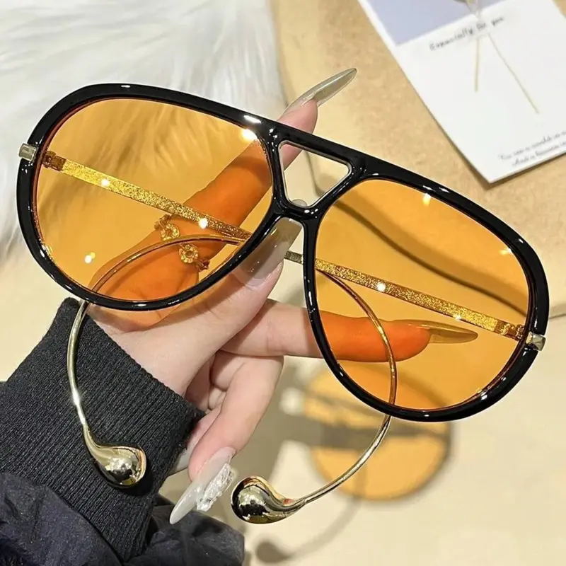Classic Pilot Frame Y2K Style Metal Fashion Sunglasses, Vintage & Modern Design, Trendy Casual Aviator, Outdoor Casual, Street Photography, Vacation, Driving Sun Protection, Vintage Aviator Eyewear, Stylish Shades