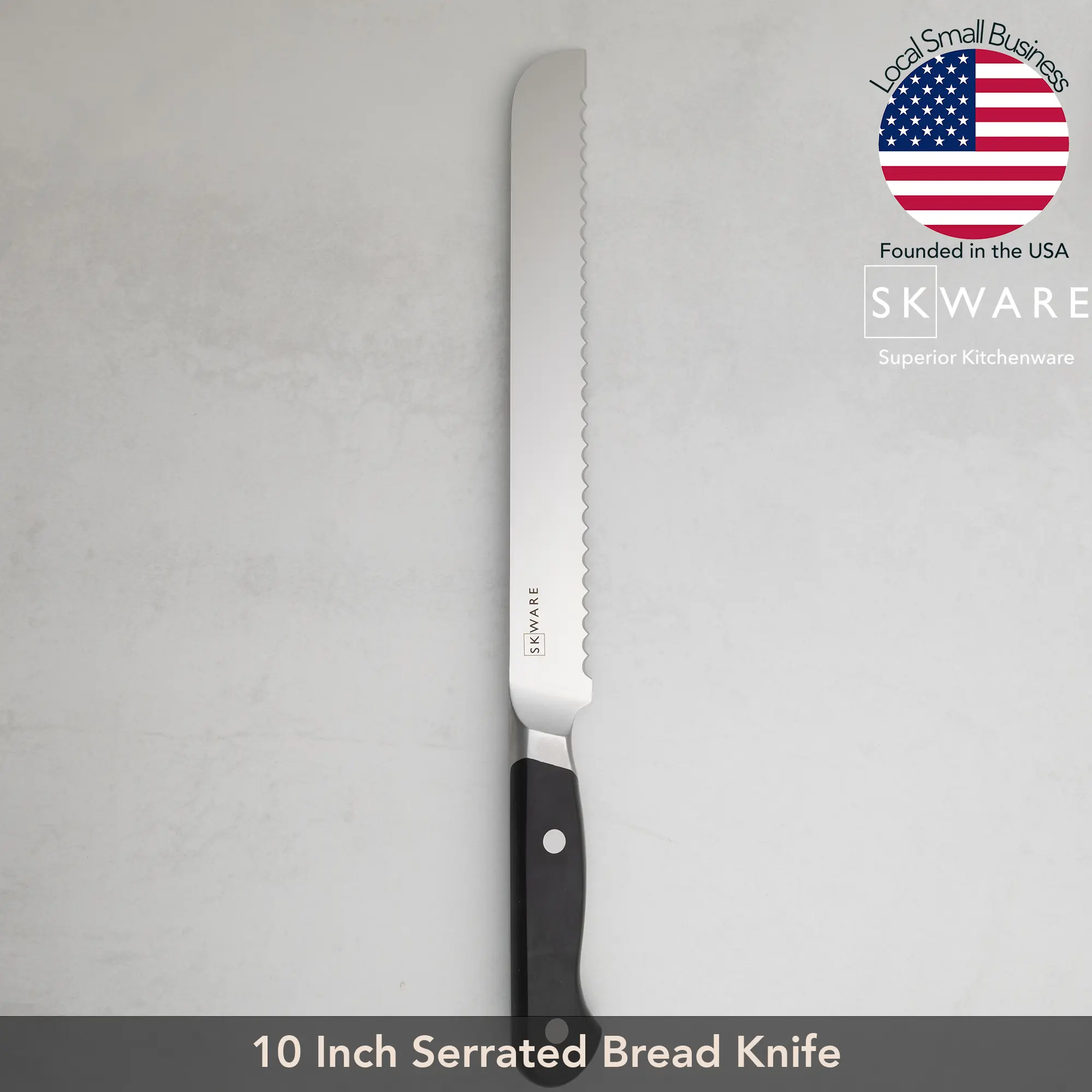10 Inch Bread Knife for Homemade Bread – Extra Large Heavy Duty Serrated Knife – Sharp Wavy Serrations – For Effortless Slicing of Sourdough, Artisan Bread, Cakes & Bagels – SKWARE