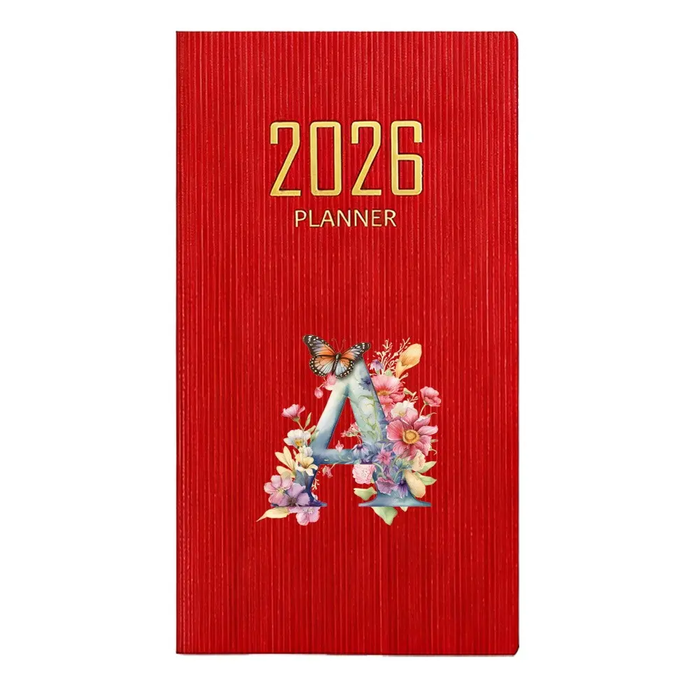 2026 A6 Daily Writing Portable Record Diary, Slim Weekly Planner, Pocket Size, Time Management, Butterfly Letter Pattern, Essential Stationery