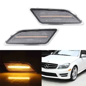 2PCS Clear Lens Amber LED Front Side Marker Lights For Mercedes W204 C250 C300 2012 2013 2014 Replace OEM 204 906 74 01 A2049067301, 2049067301 204 906 73 01, A2049067401 2049067401