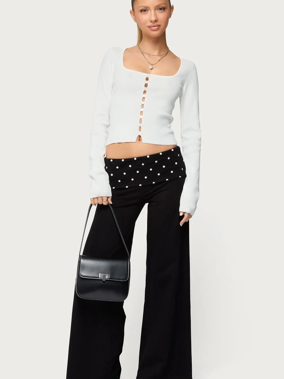 Petite Reeva Polka Dot Foldover Pants