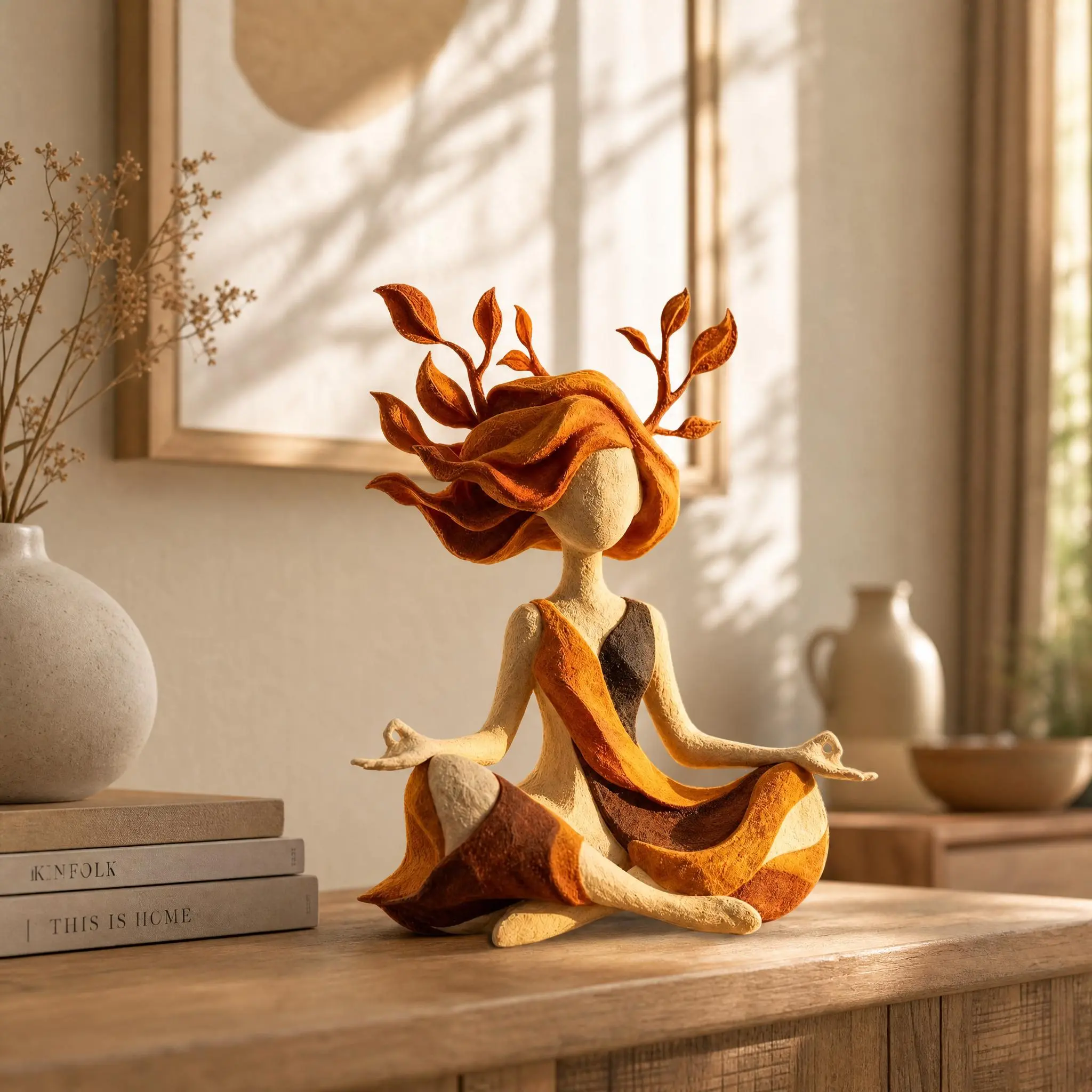 Inner Harmony Sculptural Figurine, Home Decor Statue for Living Room Tabletop Display
