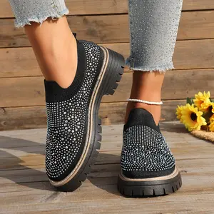 Women's Breathable Slip On Loafers with Thick Platform Sole Comfortable Non Slip Casual Shoes for All Seasons Durable Everyday Wear