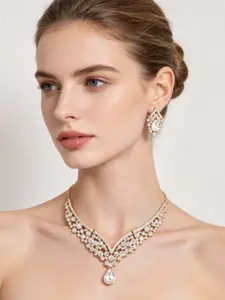 Elegant Party Jewelry Set for Women, Sparkling Rhinestone Zinc Alloy Earrings and Necklace Combo, Perfect Gift for Special Occasions
