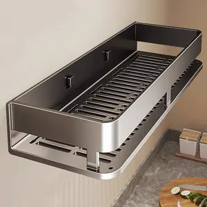 Storage Shelf Magic Collection: Kitchen Storage Rack, No-Drill Wall-Mounted, Multifunctional Wall Shelf for Spices, Space Aluminum