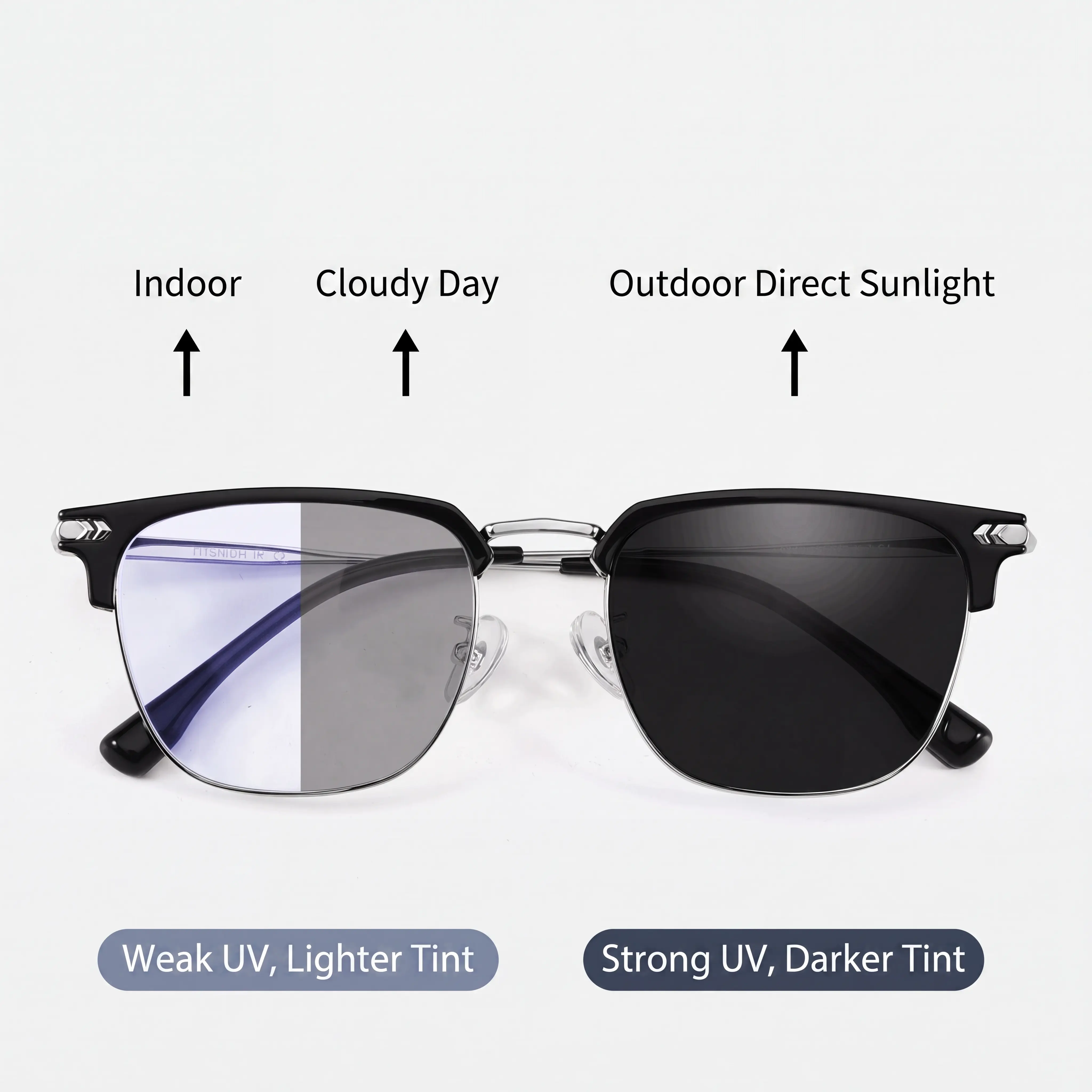 Photochromic Polarized Sunglasses for Men & Women, UV400 Rectangular Driving Sunglasses, Auto Tint Color Changing Glasses for Outdoor Fishing Cycling Travel, Sunglasses For Women, Men's Sunglasses