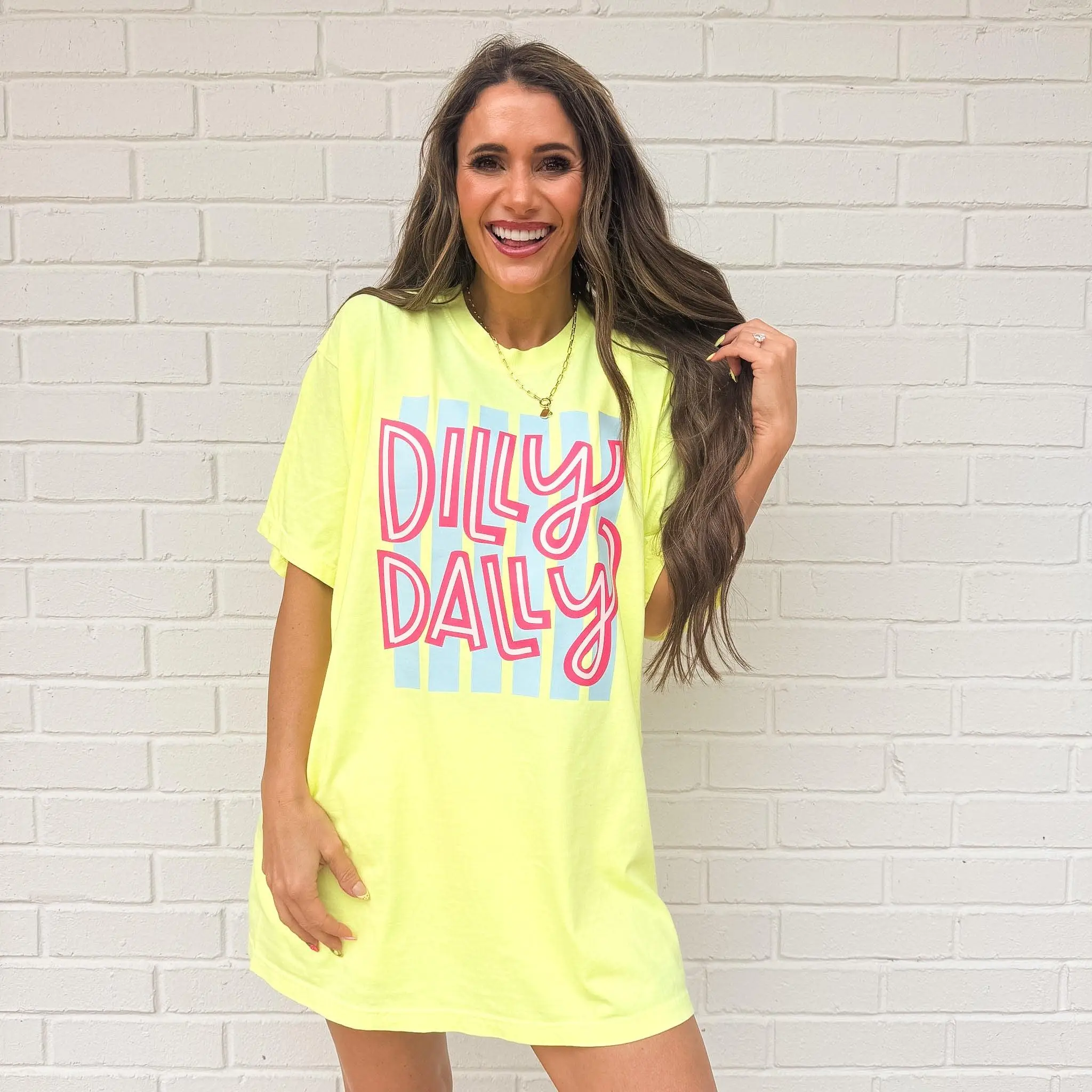 Striped Dilly dally, colorful stripe, preppy girly, spring summer, funny trendy T-shirt Striped Dilly dally, colorful stripe, preppy girly, spring summer, funny trendy T-shirt