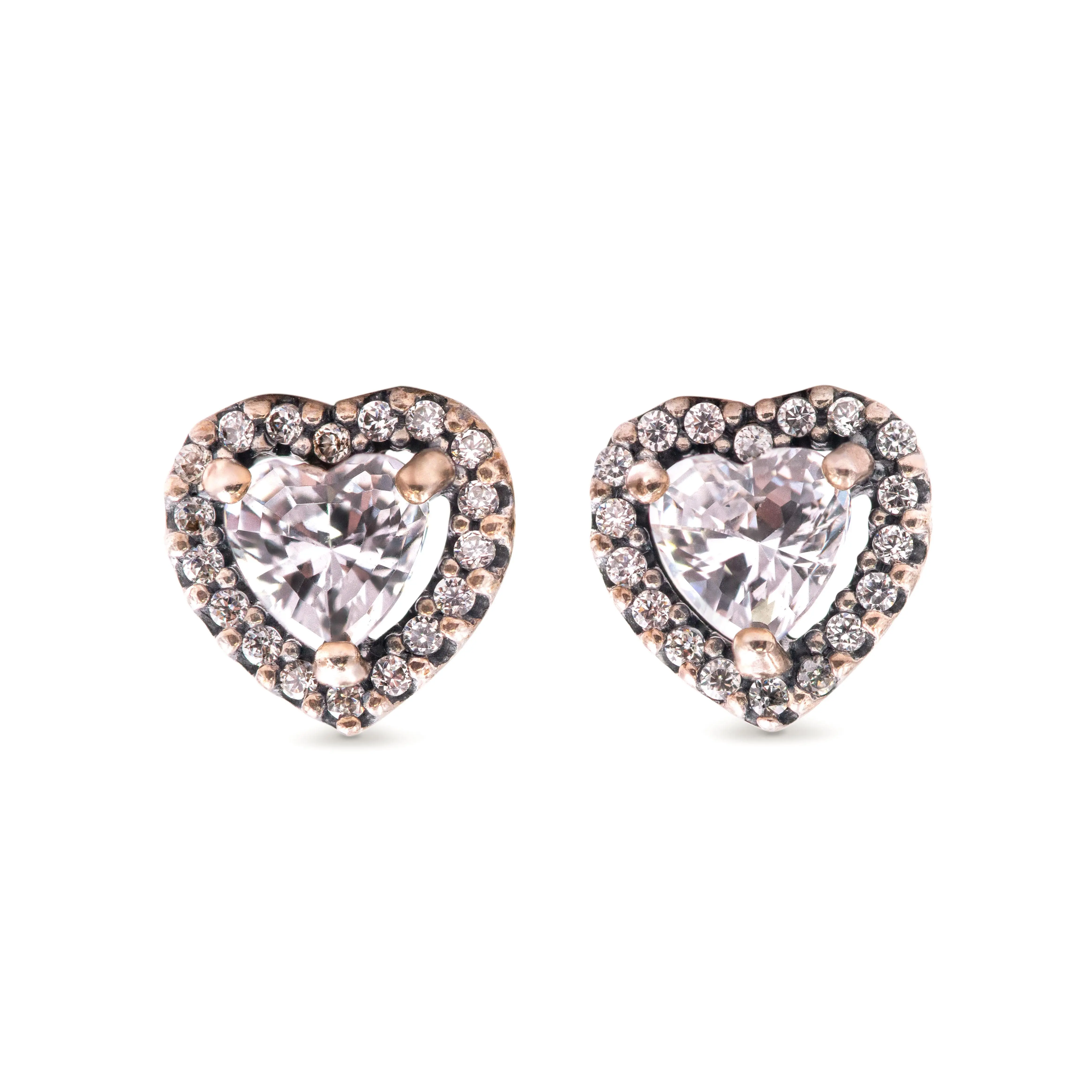 PANDORA Elevated Heart Stud Earrings - 298427C01, Cubic Zirconia, Classic, Elegant, Romantic Gift, Elevated Cubic Zirconia, Extra Brilliance And Sparkle