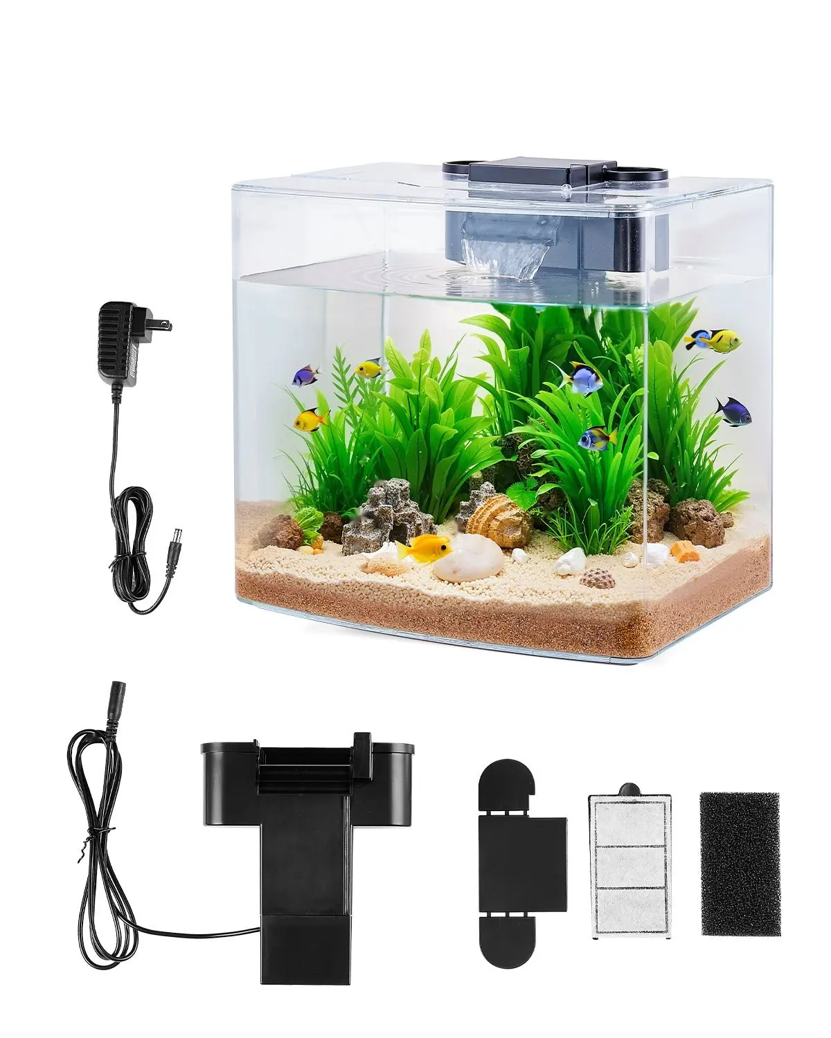 3.5 Gallon Desktop Fish Tank Aquarium With Smart Arch Clear GPPS Construction, Compact Desk Size Office Aquarium Self Cleaning System For Low Maintenance, Suitable For Betta, Tetras Or Small Goldfish, Available In 3 Color Options