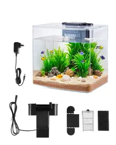 3.5 Gallon Desktop Fish Tank Aquarium With Smart Arch Clear GPPS Construction, Compact Desk Size Office Aquarium Self Cleaning System For Low Maintenance, Suitable For Betta, Tetras Or Small Goldfish, Available In 3 Color Options