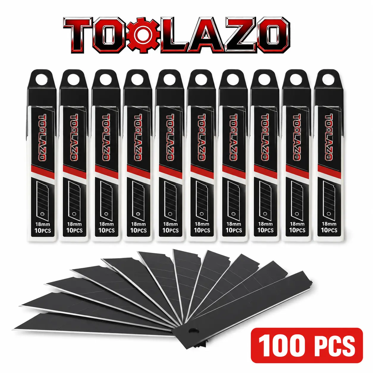 SK5 Snap Off Utility Knife Replacement Blades, 10PCS Ultra Sharp Black Cutter Blades, 8mm Width 97mm Length 0.6mm Thick, 110 Segments Breakaway Blades, Heavy Duty Replacement Blades for Most 8mm Utility Knives