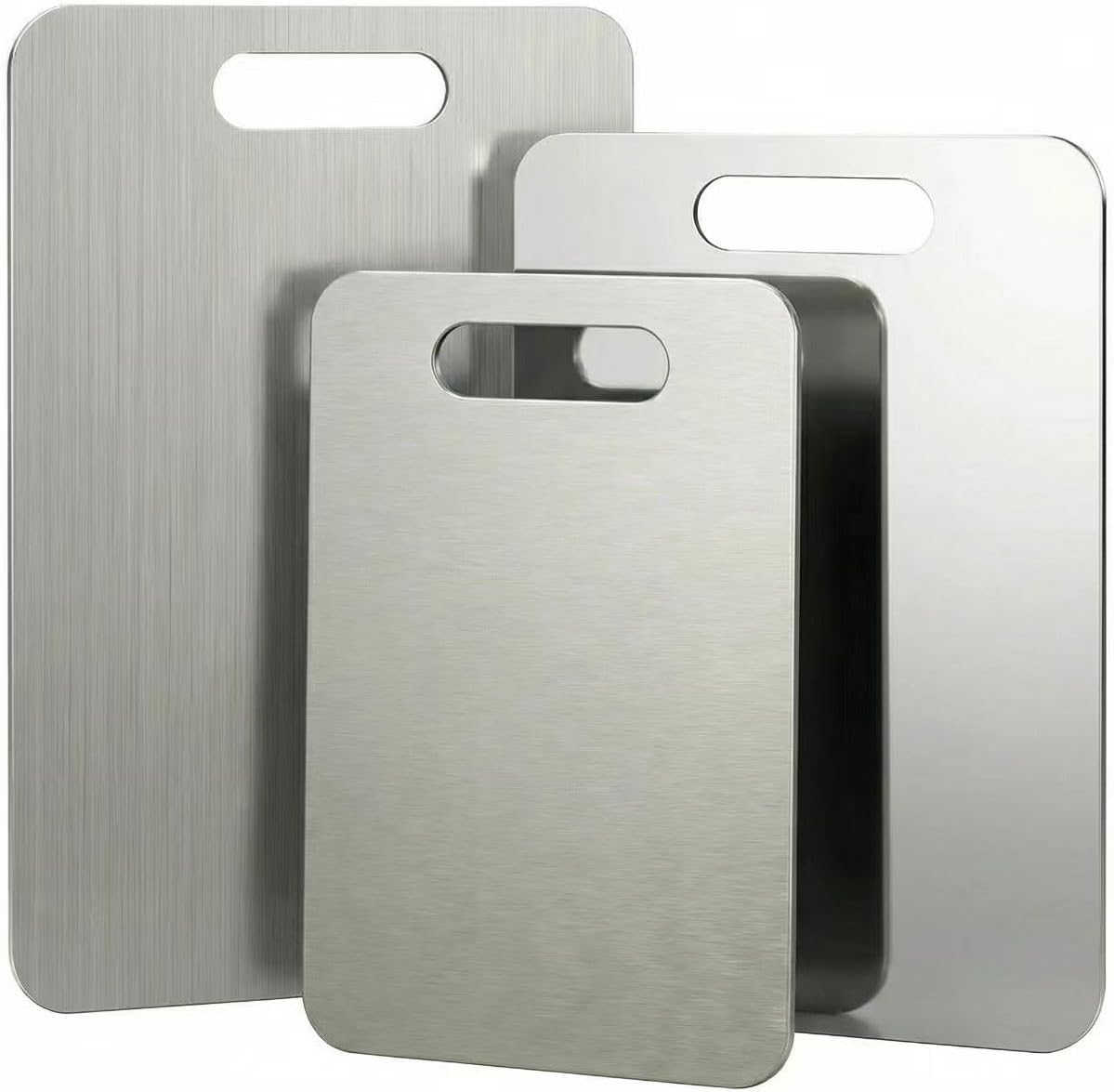 Stainless Steel Cutting Board Set (3 PCS) – Non-Toxic, Warp-Resistant, Dishwasher Safe (15.3", 13.4", 11.8")