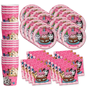 Kitty Cat Kitten Birthday Party Tableware Kit For 16 Guests