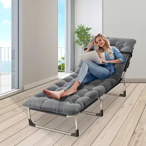 Widen Reclining Patio Lounge Chairs, Folding Portable Chaise Lounge Lay Flat Reclining Chair, with Outdoor Mattress Cott for Garden,  Poolside, Beach, Camping, Home, Home Accessories, Bedroom, Lunch Break for Gifts