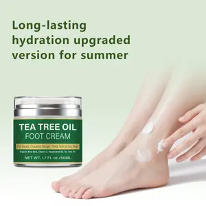 Tea Tree Foot Cream for Cracked Heels – Glycerin & Moisturizing Aloe Vera, Vitamin E & Peppermint Oil Formula, Antibacterial, Hydrating & Restorative Lotion for Dry Feet, Nails & Skin Defense