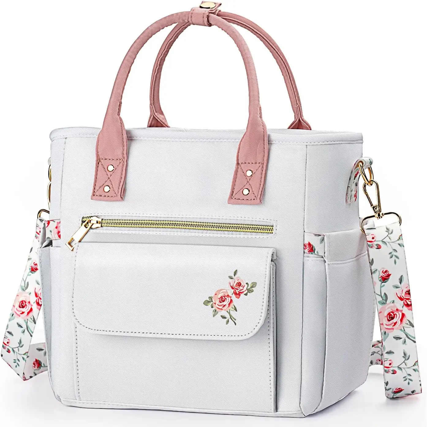 Deluxe Insulated Lunch Box Bag Women - Leakproof  Cooler with Multi Pockets Removable Strap for Work Picnic - Teacher Mothers Day Christmas Birthday Gifts